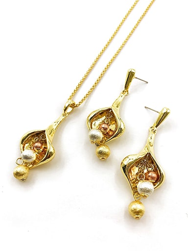 Trend Flower Zinc Alloy Bead Multi Color Earring and Necklace Set