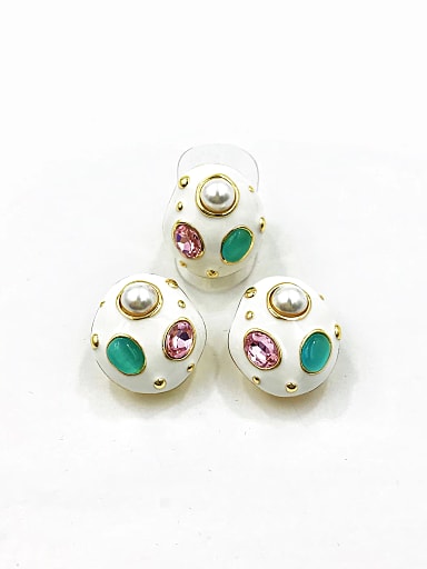 Zinc Alloy Trend Irregular Imitation Pearl White Enamel Ring And Earring Set