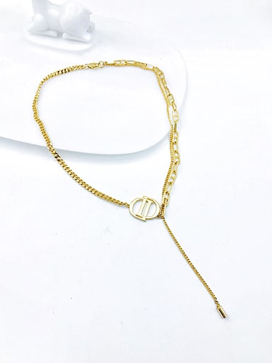 Brass Letter Minimalist Link Necklace