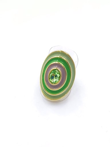 Zinc Alloy Enamel Glass Stone Green Oval Trend Band Ring