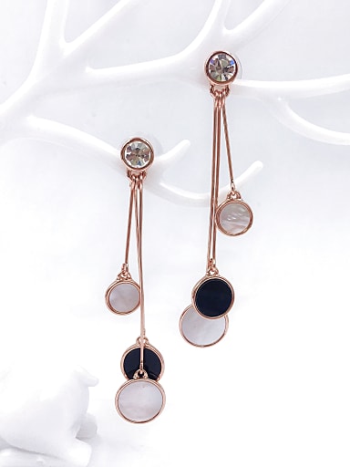Zinc Alloy Shell White Acrylic Round Trend Drop Earring