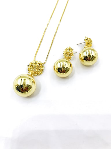 Trend Flower Zinc Alloy Bead Gold Earring and Necklace Set