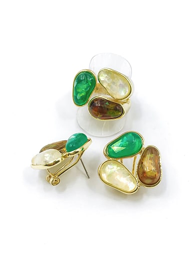 Trend Irregular Zinc Alloy Resin Multi Color Ring And Earring Set