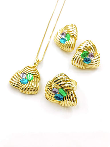 Trend Triangle Zinc Alloy Resin Multi Color Earring Ring and Necklace Set