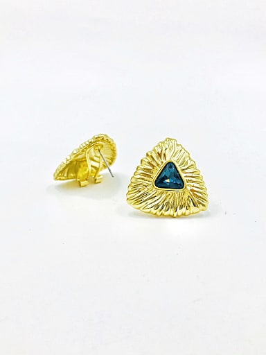 Zinc Alloy Glass Stone Blue Triangle Trend Clip Earring