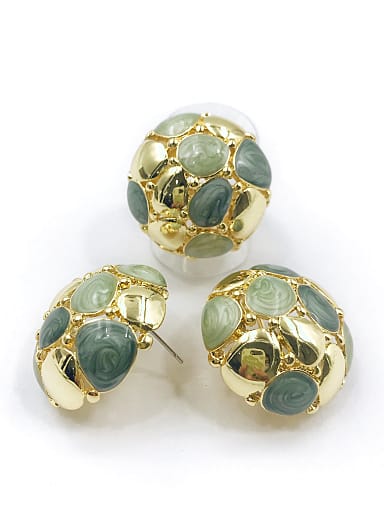 Trend Round Zinc Alloy Enamel Ring And Earring Set