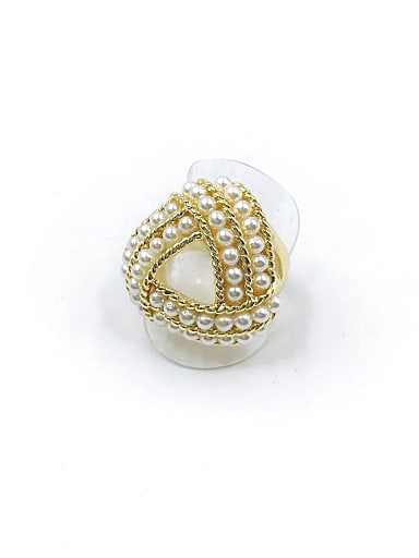 Zinc Alloy Imitation Pearl White Triangle Trend Band Ring