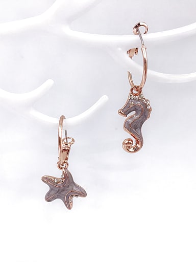 Zinc Alloy Rhinestone White Enamel Star Cute Huggie Earring