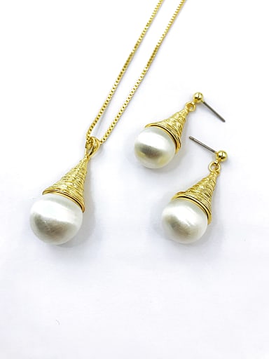Minimalist Water Drop Zinc Alloy Bead Silver Earring and Necklace Set