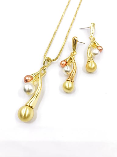 Trend Zinc Alloy Bead Multi Color Earring and Necklace Set