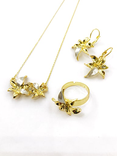 Trend Flower Zinc Alloy Earring Ring and Necklace Set