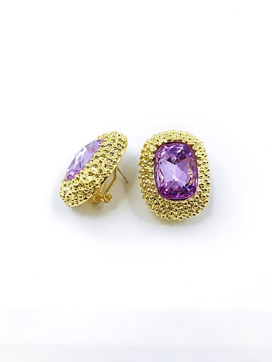 Zinc Alloy Glass Stone Purple Classic Clip Earring