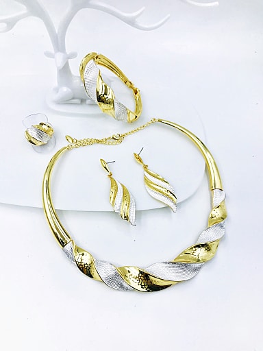 Zinc Alloy Luxury Irregular Ring Earring Bangle And Necklace Set