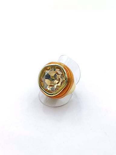 Zinc Alloy Enamel Glass Stone Champagne Irregular Minimalist Band Ring