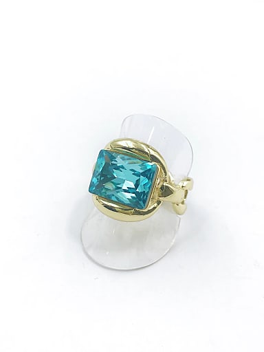 Zinc Alloy Glass Stone Blue Rectangle Trend Band Ring