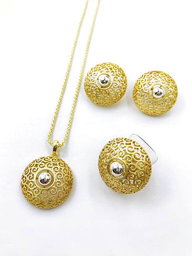 Classic Round Zinc Alloy Earring Ring and Necklace Set