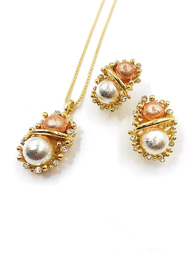 Trend Zinc Alloy Rhinestone White Earring and Necklace Set