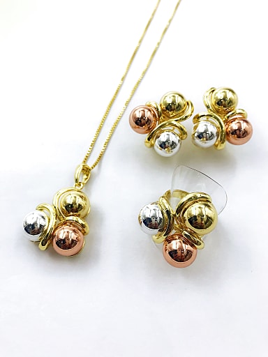 Trend Zinc Alloy Bead Multi Color Earring Ring and Necklace Set