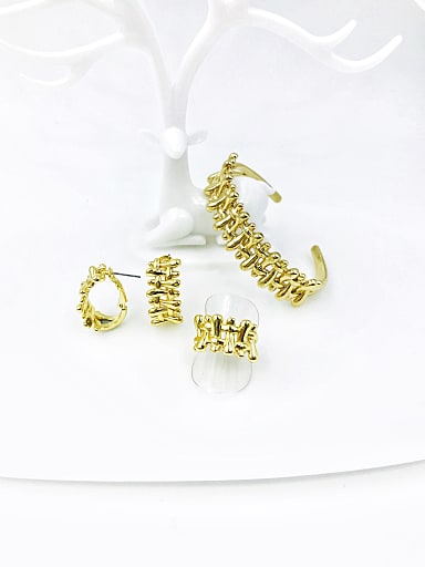 Brass Minimalist Irregular Ring Earring And Bracelet Set