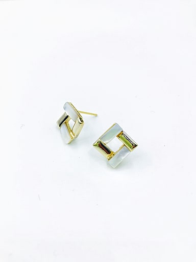 Zinc Alloy Shell White Square Minimalist Stud Earring
