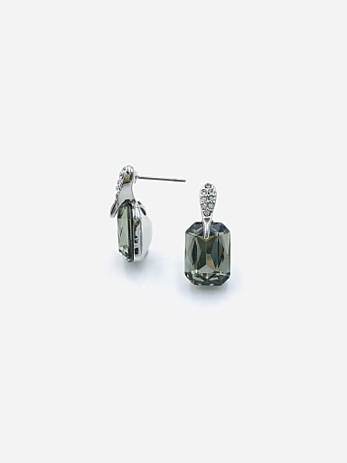 Zinc Alloy Glass Stone Gray Geometric Minimalist Stud Earring