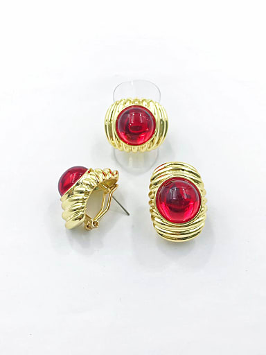 Zinc Alloy Minimalist Resin Red Ring And Earring Set