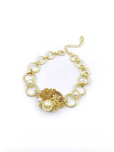 Zinc Alloy Imitation Pearl Yellow Flower Trend Bracelet