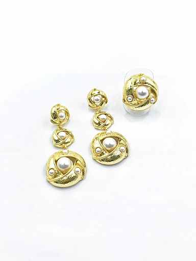 Zinc Alloy Trend Imitation Pearl White Ring And Earring Set