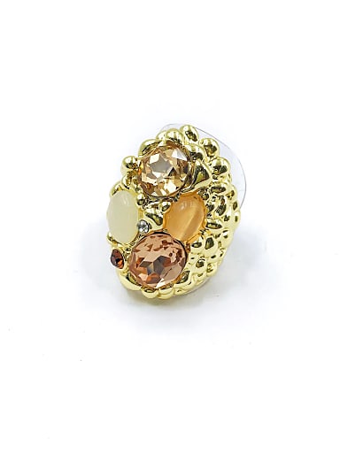 Zinc Alloy Glass Stone Multi Color Irregular Luxury Band Ring