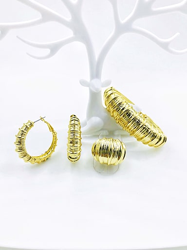 Zinc Alloy Minimalist Round Ring Earring And Bracelet Set