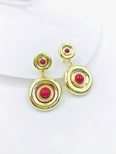 Zinc Alloy Bead Red Round Trend Drop Earring