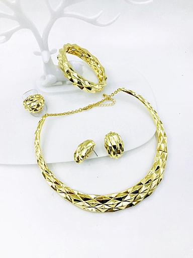 Zinc Alloy Luxury Geometric Ring Earring Bangle And Necklace Set
