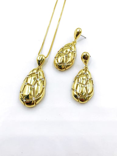 Trend Water Drop Zinc Alloy Rhinestone White Earring and Necklace Set