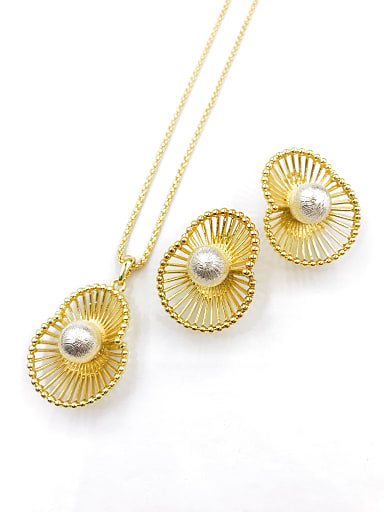Trend Zinc Alloy Bead Silver Earring and Necklace Set