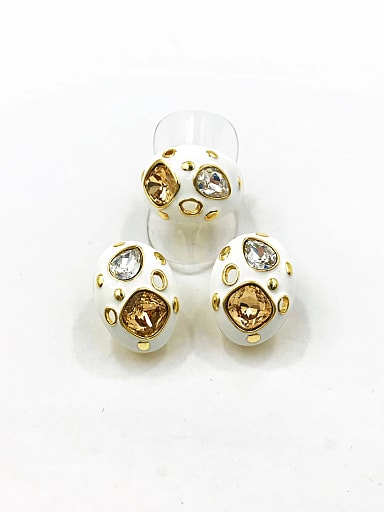 Zinc Alloy Trend Geometric Glass Stone Multi Color Enamel Ring And Earring Set