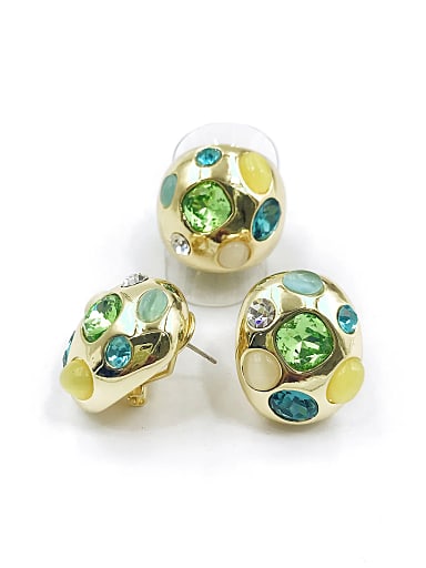 Trend Oval Zinc Alloy Glass Stone Multi Color Ring And Earring Set