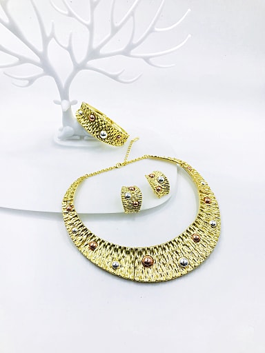 Zinc Alloy Luxury Bead Multi Color Bangle Earring and Necklace Set