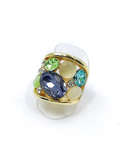 Zinc Alloy Glass Stone Multi Color Trend Band Ring