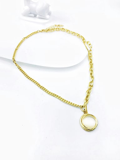 Zinc Alloy Cats Eye White Round Trend Link Necklace