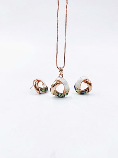 Minimalist Triangle Zinc Alloy Shell Multi Color Earring and Necklace Set