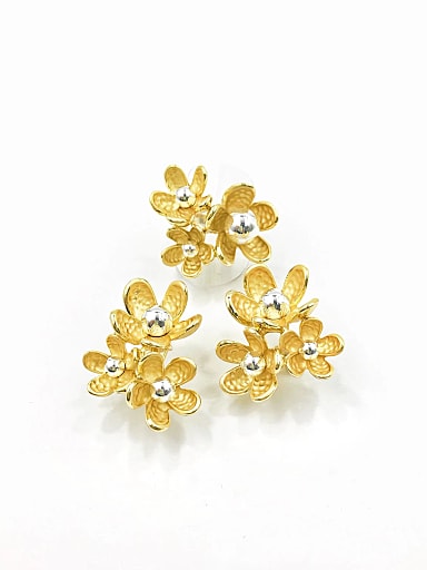 Zinc Alloy Trend Flower Bead Silver Ring And Earring Set