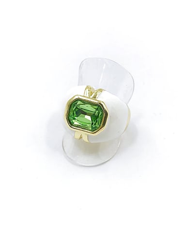 Zinc Alloy Enamel Glass Stone Green Trend Band Ring