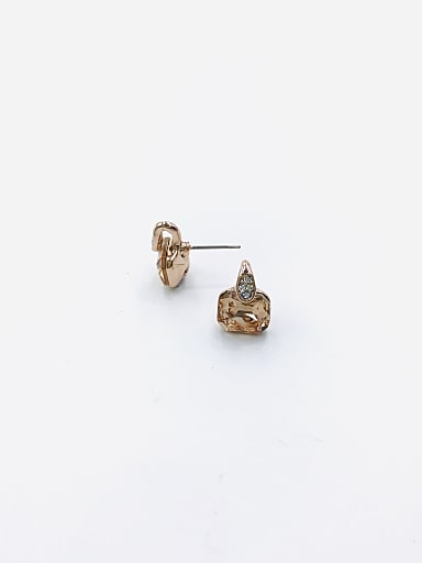 Zinc Alloy Glass Stone Champagne Geometric Minimalist Stud Earring