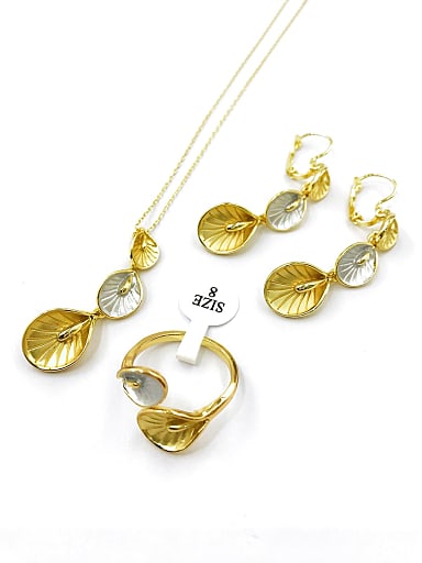 Minimalist Leaf Zinc Alloy Earring Ring and Necklace Set