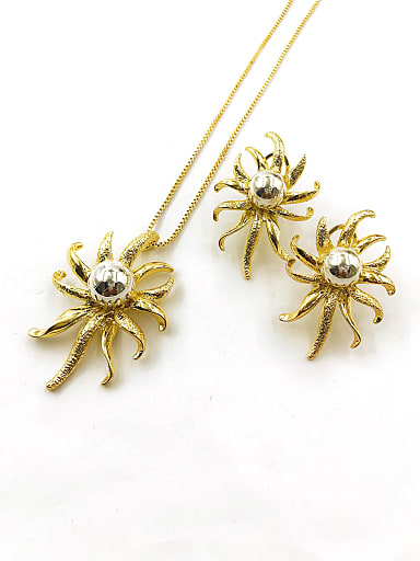 Trend Flower Zinc Alloy Bead Silver Earring and Necklace Set