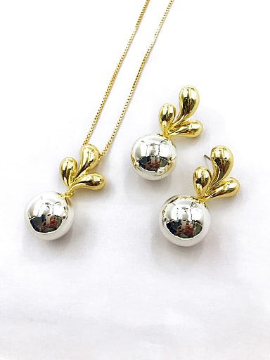 Minimalist Zinc Alloy Bead Silver Earring and Necklace Set