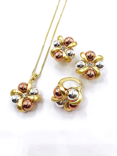 Trend Zinc Alloy Bead Multi Color Earring Ring and Necklace Set