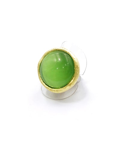 Zinc Alloy Cats Eye Green Round Minimalist Band Ring
