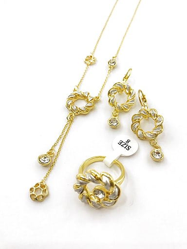 Trend Zinc Alloy Rhinestone White Earring Ring and Necklace Set