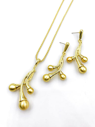 Trend Fruit Zinc Alloy Bead Gold Earring and Necklace Set